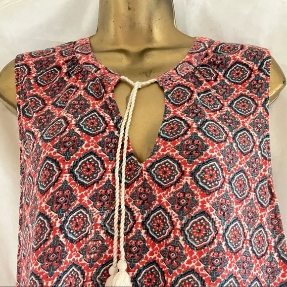 NWT Lucky Brand Cotton Paisley Sleeveless Blouse M Tribal Western Boho Cottage - Picture 6 of 10